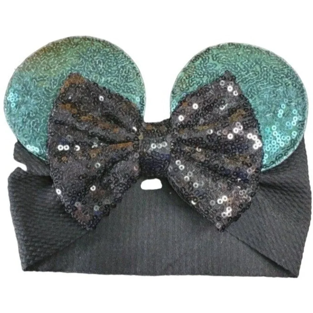 Minnie Mouse Ears Headband Hair Turban Sequins Hair Bow Spa Head Wrap Hair Care